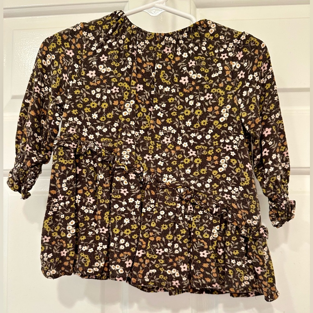 Rylee + Cru Floral Kids Blouse - Brown and mustard, 12-18m